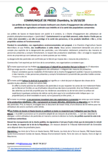 Pesticides, des chartes préfectorales (73 et 74) non protectrices