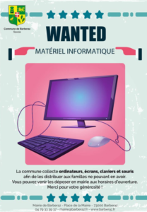 Collecte du matériel informatique (ordinateurs, écrans, claviers, souris…)